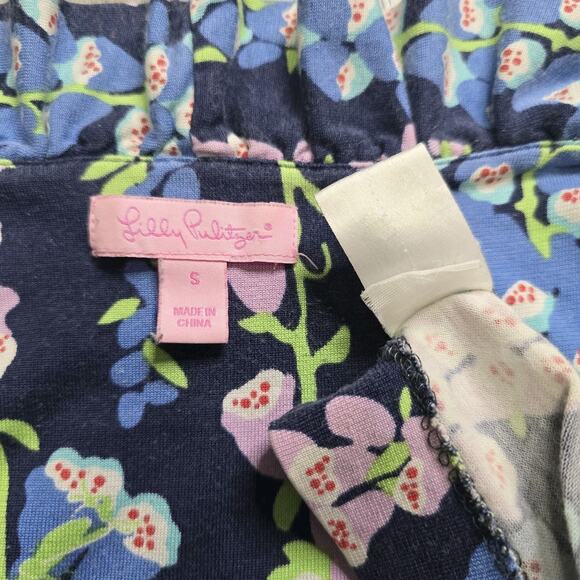 Lilly Pulitzer Clare Dress Bright Navy Fox Wisteria Silk Cotton Blend Size S - Picture 6 of 7